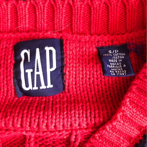GAP Vintage Preppy Oversize Red Cotton V-Neck Men's Sweater Small Medium - Picture 8 of 8